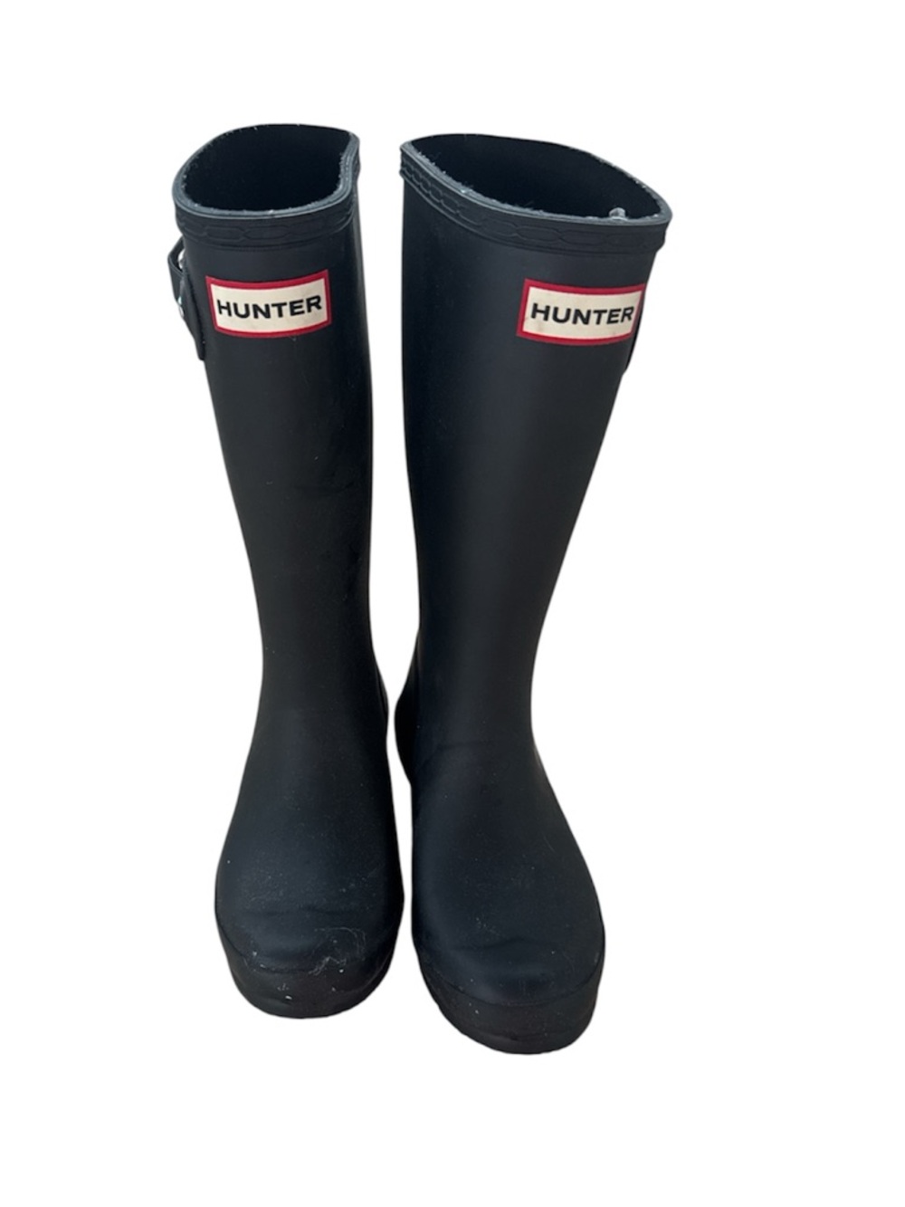 Hunter Matte Black Knee-High Rubber Boots with Logo